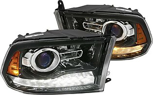 Black Projector Headlights with Switchback LED DRL (111439)