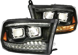 Black Projector Headlights with Switchback LED DRL (111441)