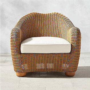 Bacio Light Brown All-Weather Rattan Outdoor Lounge Chair with Grey Sunbrella速 Cushions by Ross Cassidy