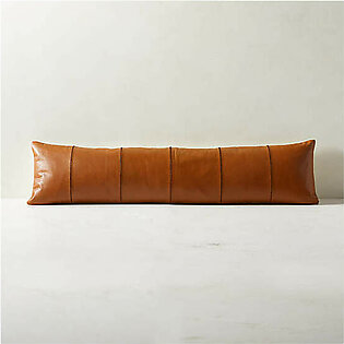 Bolster Brown Leather Throw Pillow 44''