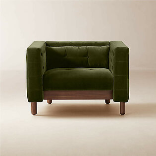 Marconi Tufted Green Velvet Accent Chair by Gianfranco Frattini