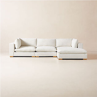 Deseo 4-Piece Modular L-Shaped White Performance Fabric Sectional Sofa