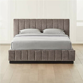 Forte Channeled White Performance Fabric Queen Bed
