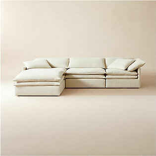 Mattea 4-Piece Neutral Performance Linen Sectional Sofa with Left-Arm