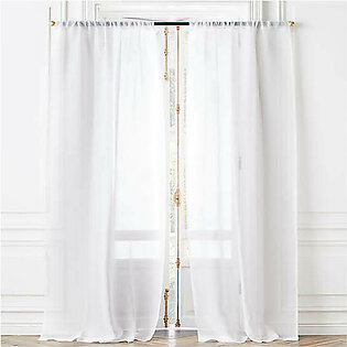 Warm White Linen Sheer Window Curtain Panel