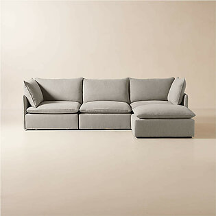 Lumis 4-Piece Modular Grey Performance Fabric Sectional Sofa