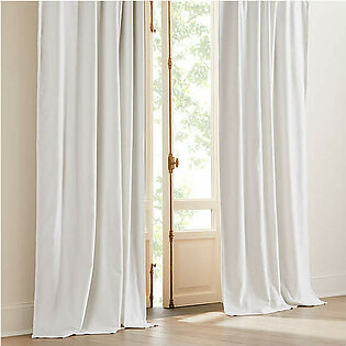 EUROPEAN FLAX™-Certified Linen Warm White Blackout Window Curtain Panel