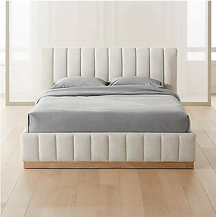 Forte Channeled White Performance Fabric King Bed