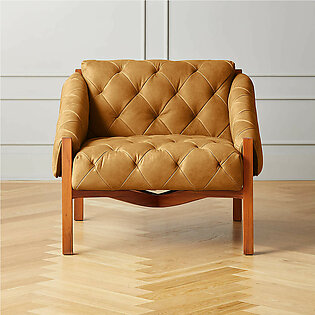 Abruzzo Brown Leather Tufted Chair