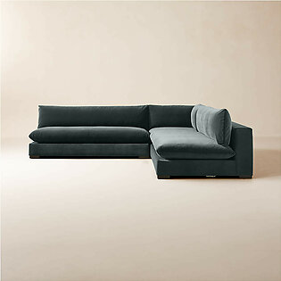 Deseo 3-Piece Modular Charcoal Grey Performance Velvet Sectional Sofa