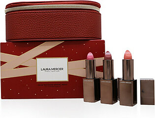 Laura Mercier Pas De Trois Rouge Essential Triplet Lipstick Set in Cosmetic Bag
