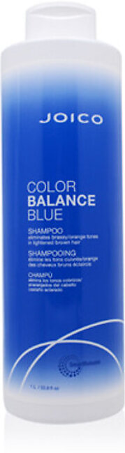 Joico Color Balance Blue Shampoo 33.8 OZ (1000 ML) Eliminates Orange Tones on Lightened Brown Hair