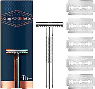 GILLETTE KING double edge safety razor + 5 blades
