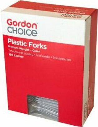 Forks, Medium-Heavyweight Plastic, Clear, with Medium-Length Handles, Polystyrene, 150 Ct Box