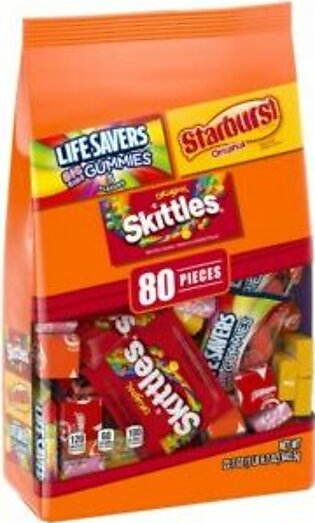 Candy, Variety Pack, Skittles/Starburst/Lifesavers, 80 Ct Box