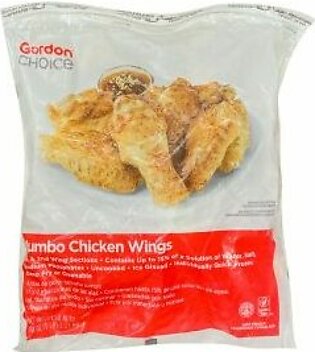Chicken Wings, Bone-In, Split, Jumbo Random, Raw, Individually Quick Frozen Ice Glazed, 5 Lb Bag