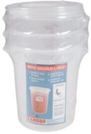 Container, Food, 4 Quart, Round, Translucent, Polypropylene, with Lid, 3 Ct Package