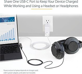 Startech.Com Usb C Audio & Charge Adapter - Usb-C Audio Adapter W/ Usb-C Audio Headphone/Headset