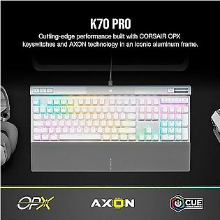 Corsair K70 PRO RGB Optical-Mechanical Gaming Keyboard - OPX Linear Switches, PBT Double-Shot Keycaps, 8,000Hz Hyper-Polling, Magnetic Soft-Touch Palm Rest - NA Layout, QWERTY - White K70 RGB PRO OPX Optical (Linear & Fast) White