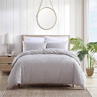 Textured Waffle Cotton Comforter Set In Grey