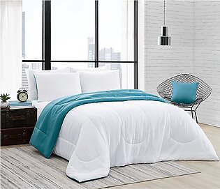 Solid Brushed Reversible White/comforter Set