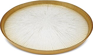 Set Of 4 Crystal Glass Plates With Gold Border