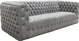 Vicenza Collection Velvet Tufted Sofa In Silver