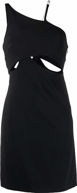 Cut-out One-shoulder Stretch-crepe Mini Dress In Black