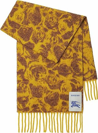 Wool-blend Rose Jacquard Scarf In Yellow