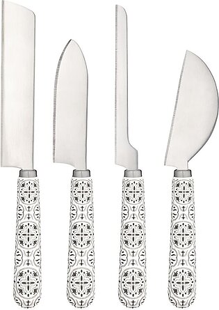 Set Of 4 Tiles Cheese Knives In White