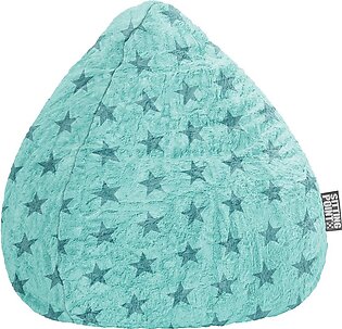 Fluffy Stars Soft Faux-fur Bean Bag Chair In Turquoise