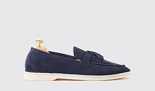Loafers Leandro Blu Scamosciato Suede Leather In Blue - Suede
