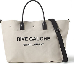 Leather-trimmed Logo-print Canvas Tote Bag In Neutrals