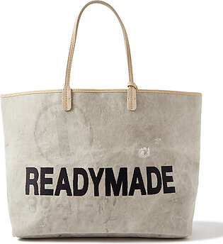Dorothy Large Nubuck-trimmed Logo-embroidered Canvas Tote Bag In Gray