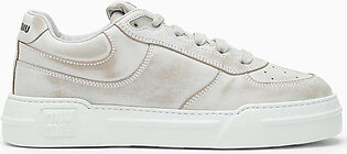 White Bleached Leather Trainer Women