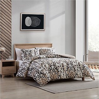 Abstract Leopard 100% Cotton Comforter In Brown