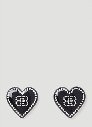 Heart Logo Earrings In Black