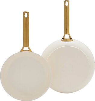 Reserve Healthy Ceramic Nonstock 2pc Frying Pan Set In White