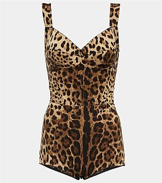Leopard-print Corset Bodysuit In Leo New