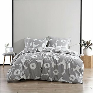 Unikko Cotton Percale Comforter Set In Grey