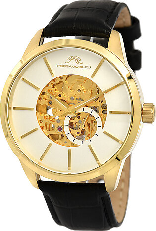 Cassius Leather Strap Watch, 45mm In Gold