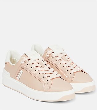 B Court Perforated Leather Sneakers In Rose Poudre