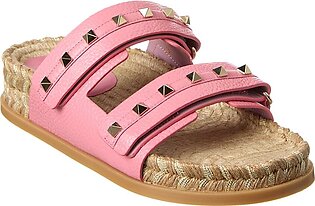 Rockstud Grainy Leather Sandal In Pink