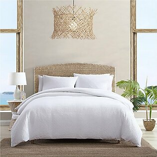 Solid Cotton Comforter Bedding Set In White