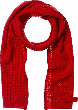 Waffle Stitch Bow Cashmere Scarf In Red
