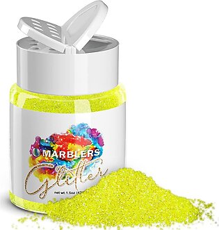 Marblers Holographic Glitter Rainbow Yellow] 15Oz (42G) Fine Non-Toxic, Vegan, Cruelty-Free Face, Body, Eyeshadow, Hair, Festival, Party Makeup, Nail Art, Polish Resin, Tumbler, Slime, Craft