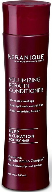 Keranique Keratin Conditioner Deep Hydration for Hair Growth and Thinning Hair, Volumizing, 8 Ounce