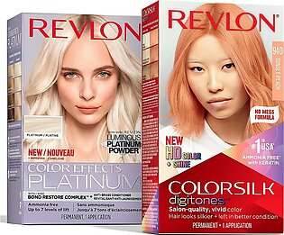 Bundle Of Revlon Permanent Hair Color Colorsilk Digitones With Keratin, 94D Sunset Peach (Pack Of 1) Permanent Hair Color By Revlon, Color Effects Highlighting Kit, 60 Platinum, 8 Oz, (Pack Of 1)