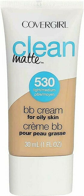 COVERGIRL Clean Matte BB Cream For Oily Skin, Light/Medium 530, (Packaging May Vary) Water-Based Oil-Free Matte Finish BB Cream, 1 Fl Oz (1 Count)