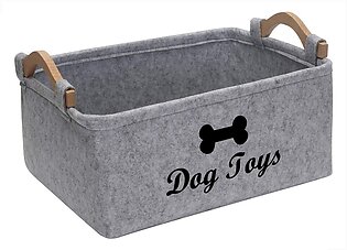 Morezi Felt Pet Toy Box And Dog Toy Box Storage Basket Chest Organizer - Perfect For Organizing Pet Toys, Blankets, Leashes And Food - Dog Toy - Light Grey